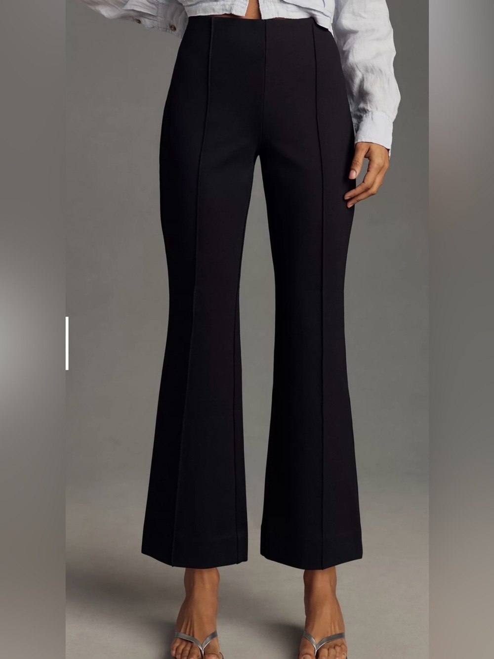 Maeve Anthropologie The Margot Black Cropped Flare Pants Large Stretch